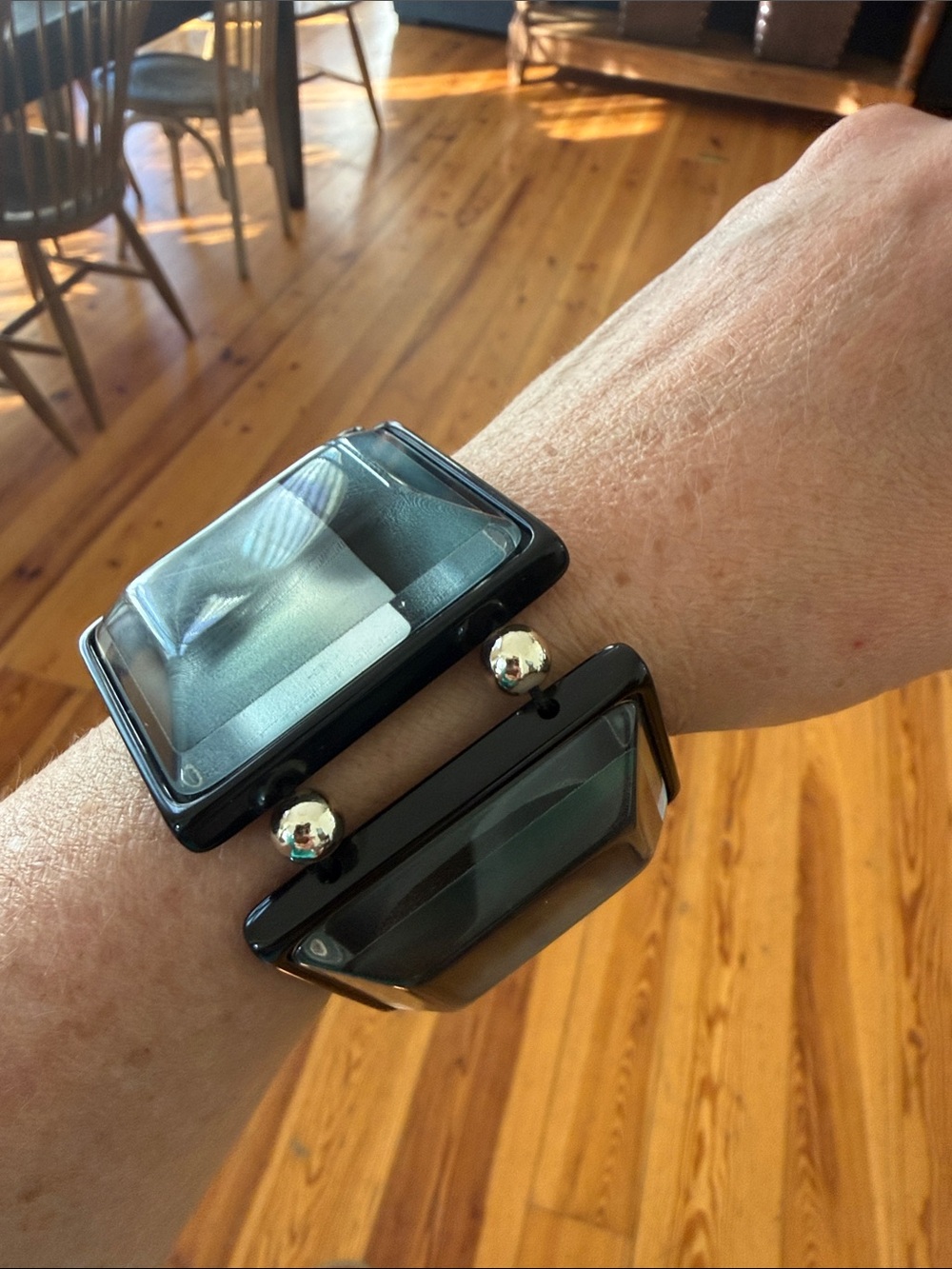 Vintage Giorgio Armani Chunky Black Resin Geometric Cuff Bracelet c. 1990’s